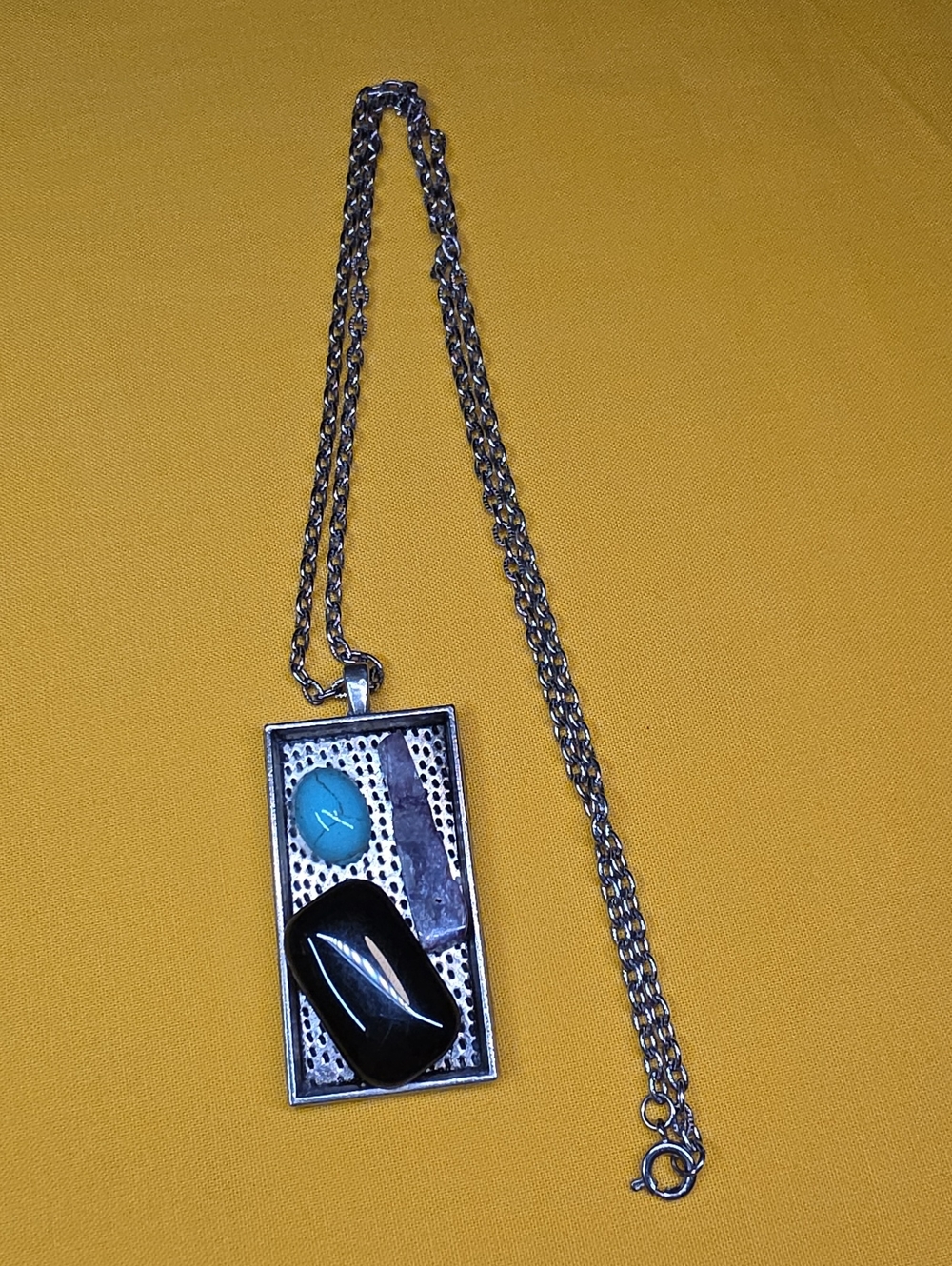 Vintage ▪︎ Silver-Tone Pendant Necklace With Various Gemstones ▪︎ UNIQUE! 📿